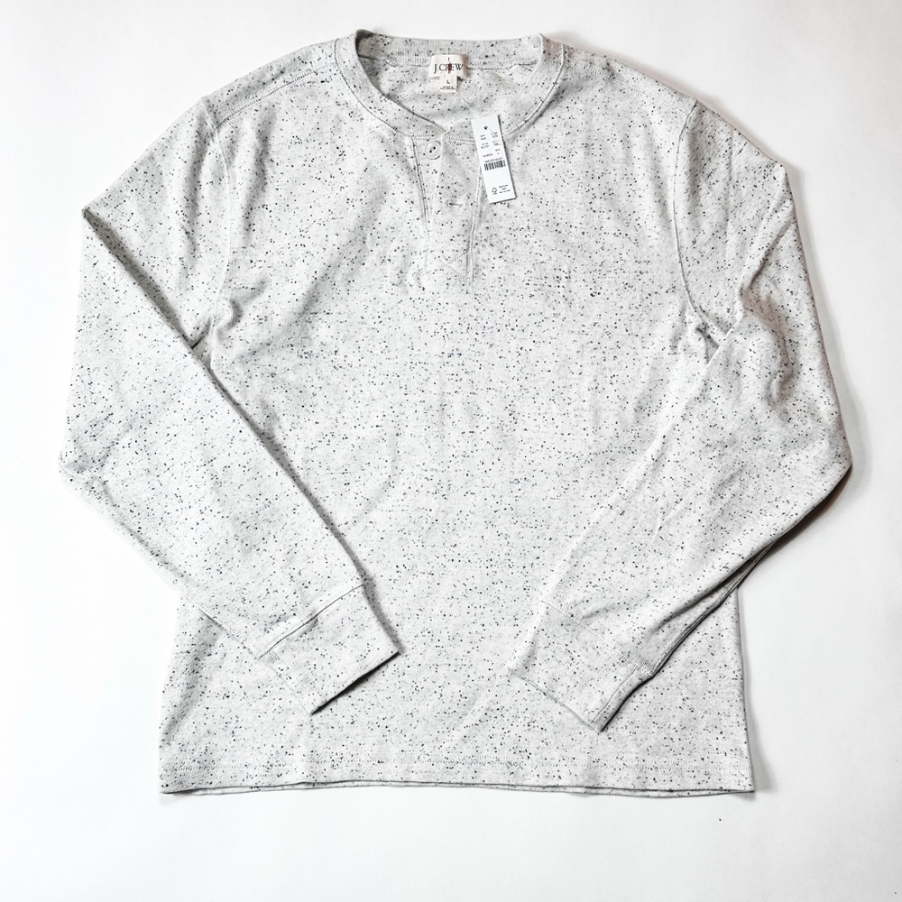NEW J. Crew Heritage Brushed Ribbed Henley in Ivory